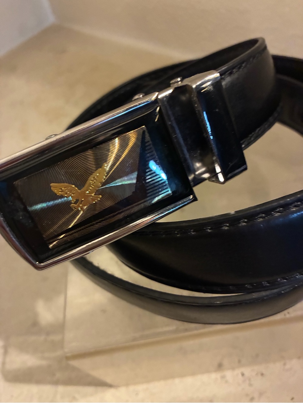 Black and Gold Eagle Plaque Belt
